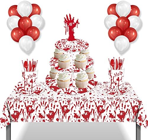 ZXVSKR Halloween Horror Cupcake Stand, Decorações de cupcakes de cupcake de 3 camadas Decorações de cupcak