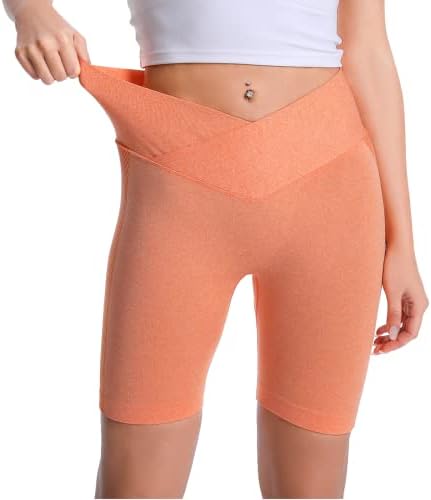 JoJoans Crossover Workout Shorts para mulheres com cintura alta cintura transversal shorts de moto