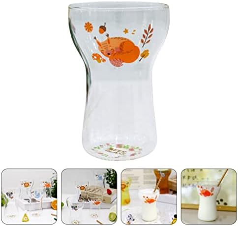 Aboofan copos transparentes copos de água copo de leite de vidro cartoon copo de animais bebendo copo bebendo copos de copo de copo vintage para bebidas coquetel de cerveja laranja de 400 ml de copo de copo de copo