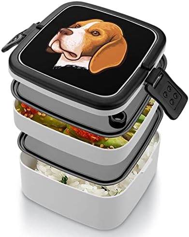Lancheira de retrato de cachorro beagle caixa portátil de camada dupla portátil Bento Caixa de grande capacidade
