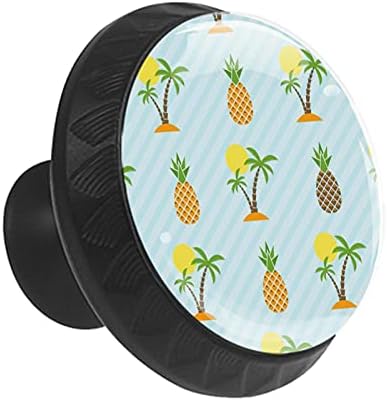 12 Peças Island Pineapple Coconut Tree Sun Knobs para gavetas de cômodas, 1,37 x 1,10 em armários de cozinha redondos