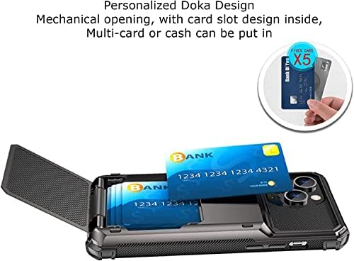 Coepmg Flip Wallet Case para iPhone 14/14 Plus/14 Pro/14 Pro Max, capa de telefone à prova de choque de metal sólida,