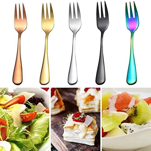 WWDZ 5 Cores Aço de aço Longo Dinner Fork Korean Rainbow Fork Hotel Restaurant Festy Fork Steak Dinnerware Gold Supplies