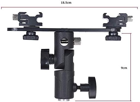 Suporte de sapato duplo de câmera Suporte de suporte de flash.