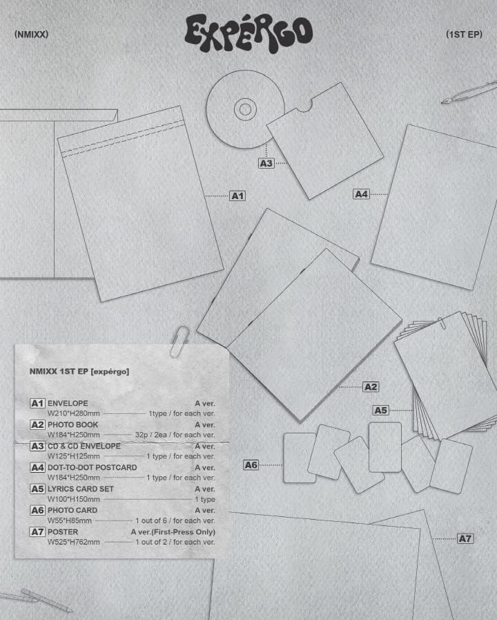 Nmixx Expergo 1st Mini Album Standard Version CD+POB+PhotoBook+Dot To Dot Card+Lyrics Card Set+PhotoCard+Rastrear