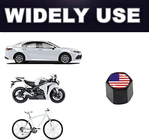 8pcs de pneus de carro Caps de caule, tampas de ar de bandeira americana cobrem com chave para dobrar, universal para carros, SUVs, bicicletas, caminhões e motocicletas Black