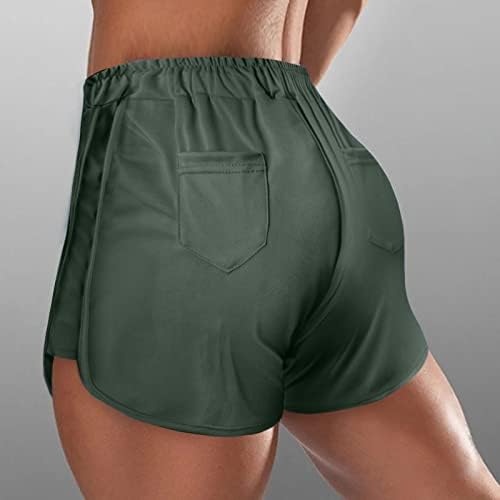 Vesniba Women Feminino sólido pêssego Hip Exercício shorts de ioga com bolsos