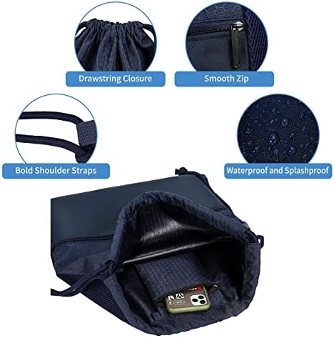 VIPOKO Drawstring Backpack Resistente a água de água Basquete de vôlei Sack Sack Sports Sackpack com bolso lateral para
