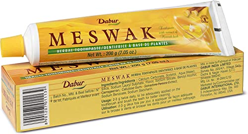 Dabur Meswak Crotar de dente - pasta de dente sem fluoreto, pasta de dente natural para saúde oral e chiclete, pasta de dente para