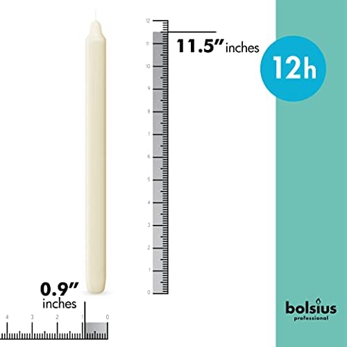 Bolsius Ivory Candlesticks Bulk Pack 50 contagem - Conjunto de vela sem perfume de 11,5 polegadas de 11,5 polegadas - 12+ horas