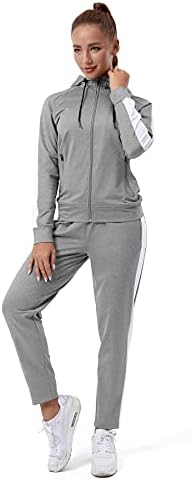 Tezo Mulher Full Zip Hoodie Tracksuit Set de manga longa Casual Rogging Suits Workout Gym 2 peças roupas com bolsos