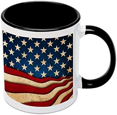 Estrela e Stripe EUA bandeira de cerâmica Creative Creative Black Inside Coffee Cup Handle Durgs Canecas Exclusivas Presentes