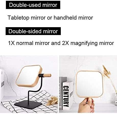 Espelho de maquiagem 2 em 1 espelho de mesa de mão espelho espelho espelho de maquiagem espelho cosmético, rotação de 360