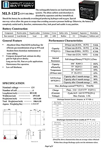 12V 5AH F2 SLA Substituição Bateria para APC 208V SURT8000RMXLT6U - 3 pacote