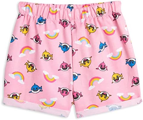 Shorts gráficos de camiseta de garotas de tubarão-pinkfong e conjunto de roupas de 3 peças para crianças para criança