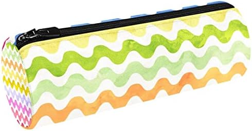 Listras de ondas coloridas case de lápis estudante papelaria bolsa zíper bolsa de maquiagem de maquiagem bolsa de cosméticos