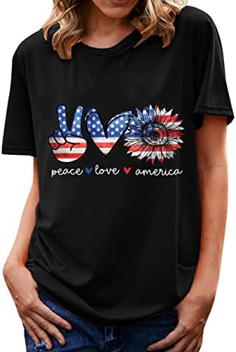 Uikmnh Sees feminino tees da moda da tripulação Amerikanische Flagge Cotton Casual Summer Summer Dia dos Namorados Túnica quente Camisa de manga curta