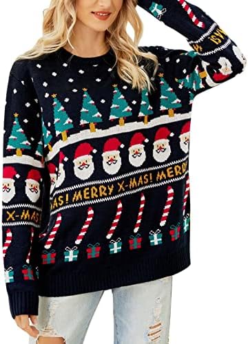 Impressão feminina de suéter de Santa Natal