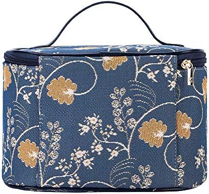 Signare tapeçaria bolsa de maquiagem de maquiagem para mulheres com Jane Austen Blue Design