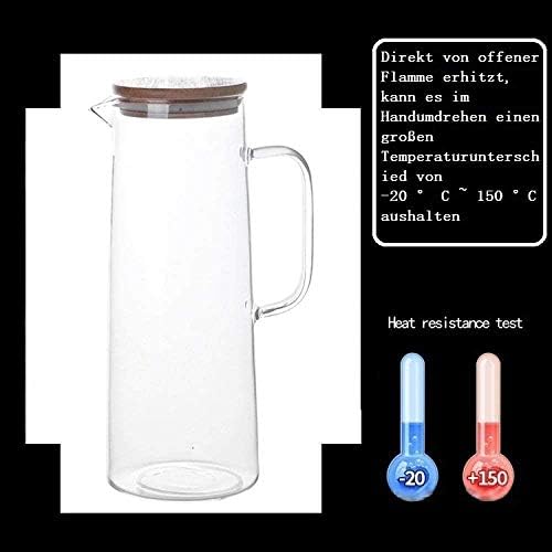 Jarro de vidro de jarro de água jarra de bule com maçaneta gelada jarro de vidro resistente ao calor para chá/água quente e fria/gelo