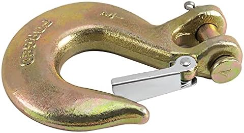 FUNSUEI 4 pacote de 1/2 polegada Clevis Slip Gancho com trava de segurança, aço forjado de grau 70, gancho de deslizamento de Clevis para serviço pesado, capacidade de 18.000 libras