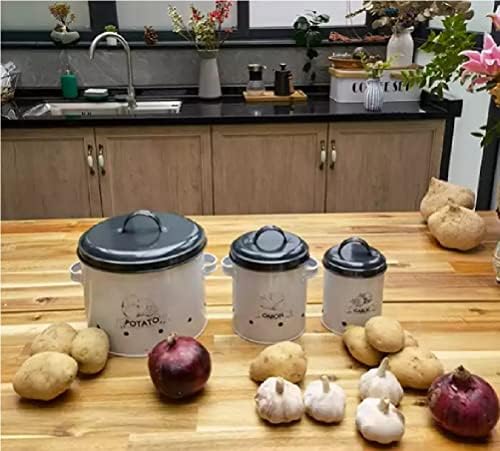 Batata Cebola Alho Caraceiras de armazenamento conjunto de 3, recipientes de recipientes para batatas, cebolas e