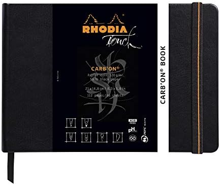 Rhodia Touch Leatherette Carb'on SoftCover Notebook, A5, Paisagem, Plain, 56 folhas