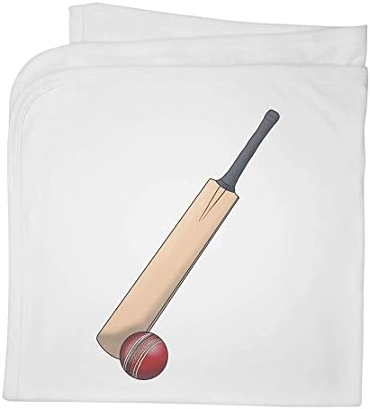 Azeeda 'Cricket Bat & Ball' Cotton Baby Blain/Shawl