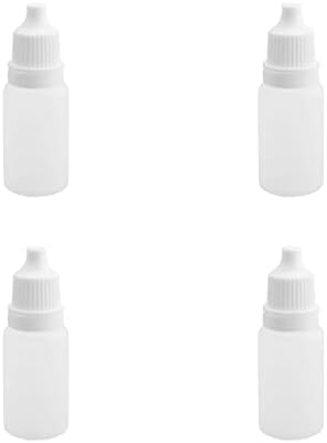 OTHMRO 0,3 onças de laboratório de laboratório de olho de plástico garotas de gotas de plástico 50pcs, 10 ml de líquido de líquido de 10 ml Boca fina de líquido através da garrafa de armazenamento de vedação de amostra líquida com tampa branca à prova de criança