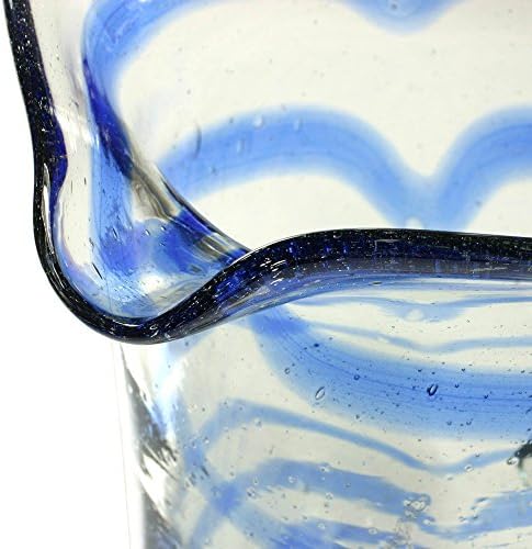 Novica Handlown Servware Reciclado Jarras de vidro, azul, 40 onças, 'Blue Caress'