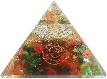 Cristais de cura de pirâmide multistone Reiki Pirâmide Reiki Spritual Gift com bolsa de presente vermelha