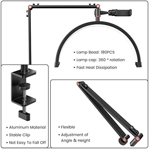 LAST LUZ para extensões de cílios, esteticistas leves, luz de tatuagem, lâmpada de calçada de meia lua, lâmpada de mesa de led de cílios, iluminação para beleza, cuidados com a pele, cílios, sobrancelhas, filmagens e criação de conteúdo (preto）