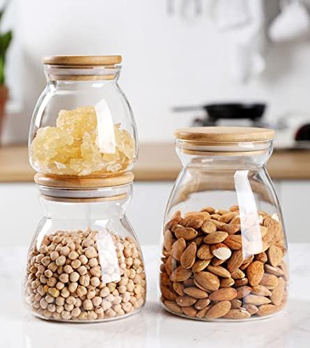 Rocktrend Clear Glass Food Storage Spice Spice Jar Coffee Storage Storage Jar com tampa de madeira