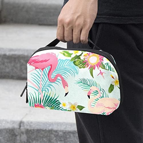 Bolsa de bolsas portáteis de organizações eletrônicas coloridas de armazenamento de cabos de viagem rosa de flamingo para discos