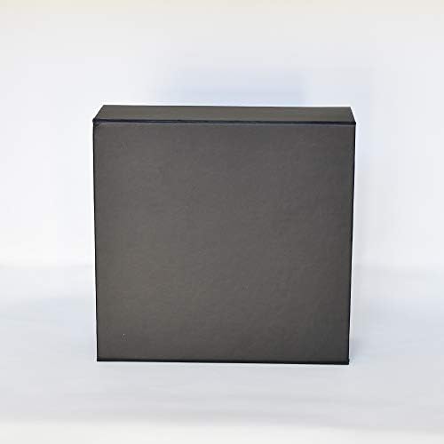Caixa de presente grande e fácil de preto magnético 10 x 10 x 3 polegadas | Conjunto de 3 | Caixa de luxo resistente decorativa dobrável e empilhável com tampa anexa