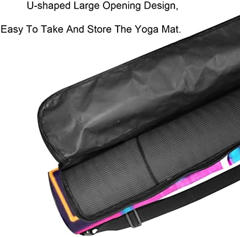 Luzes de neon coloridas Yoga Mat Bags Full-Zip Yoga Carry Bag for Mulher Homens, Exercício de ioga transportadora de tapa com cinta