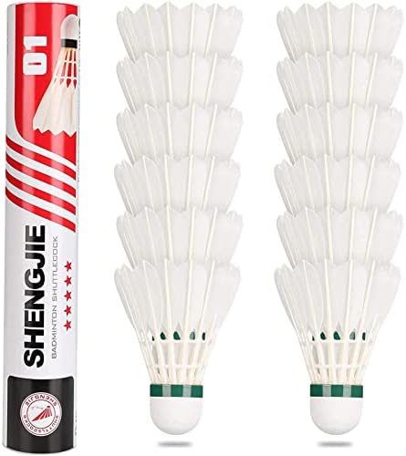 Philonext Goose Feather Badminton Shuttlecocks Birdies, 12 Pacote de badminton de treinamento durável e durável para o badminton para