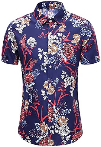 Tops de mangas curtas homens do escritório floral boho sub-camiseta em vaca vil de poliéster de poliéster