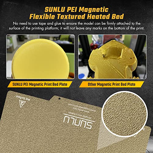 SunLU PEI Build Magnetic Build Surface texturizada, pacote de filamentos de impressora 3D de seda 250g, 9,25x9.25inChs, 2
