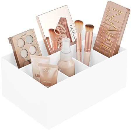 Mdesign Plástico Organizador de armazenamento cosmético de 5 compartimentos, maquiagem dividida ou armazenamento