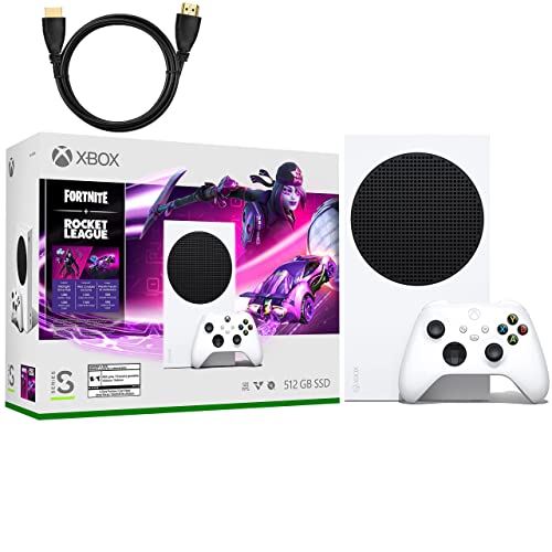 Xbox Series S Fort Nite & Rocket League Bundle 512GB SSD Gaming Console + 1 Xbox Wireless Controller, White - 8x Cores