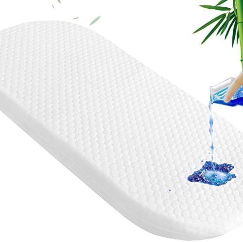 Bassinet Mattress Topper com tampa de bambu à prova d'água 15 x 30 x 1,5 , colchão de berço oval respirável Ultra Soft, para