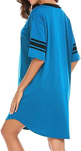 ANDONGNYWELL Women Feminina Vestido de lazer de decote em V Nightgown Sleeve Sleep Sleep Nightshirt LoungeWear