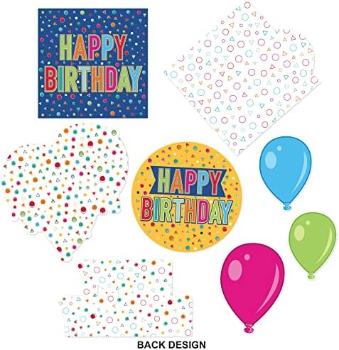 Beistle 16 peças papel colorido papel cartolina feliz aniversário cortes de bulletim sloth sala de aula de sala de aula, decorações de celebração de festas, 3,75 - 10,25, multicolor