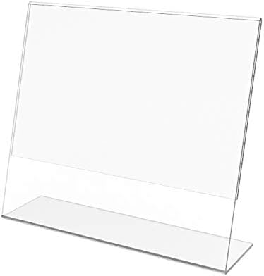 FixtUledIsplays® 12pk 7 x 5 Clear acrílico porta-sinal com paisagem de design de costas inclinadas, moldura de imagem horizontal 19780-7x5-12pk-npf