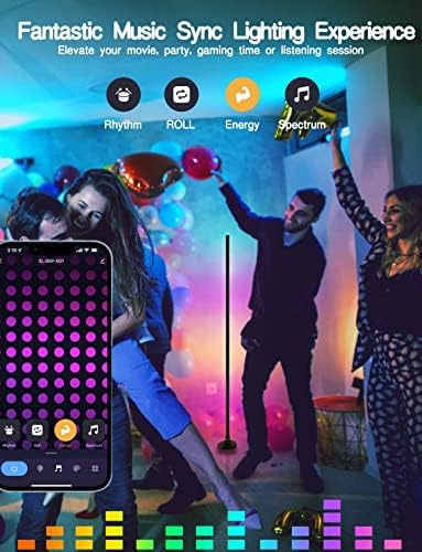 YSJ 2 pacote RGB+IC LED PISO LUDER, Lâmpada de piso inteligente com App e controle remoto, compatível com Alexa e Assistente