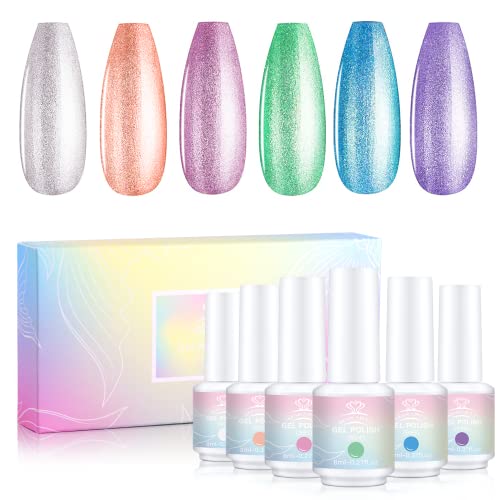 Organizador de esmalte Makartt Clear com Glitter Pearl gel Pacote de 6 pacotes