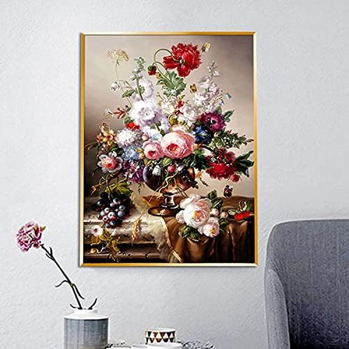 Kits de pintura de diamante DIY de zgmaxcl para adultos vaso redondo de perfuração e flores geme gem tamanho grande decoração