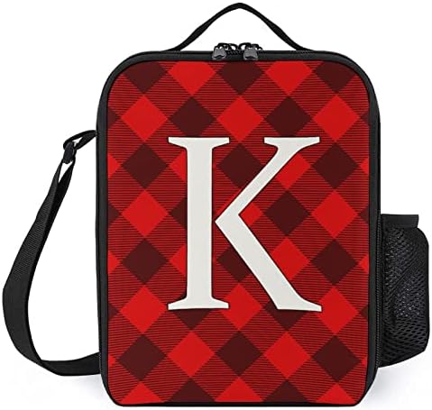 Rightmea Christmas Buffalo Plaids Sagas para meninos de estudantes meninos, Monograma Carta inicial K Reutilable Isolle