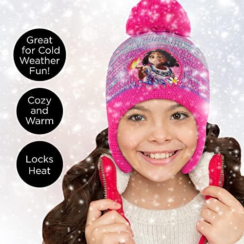 Disney Girls Costa Capéu de Inverno e Mittens definidas por 2-4 ou Luvas de Crianças Encanto para Idades para Idades 4-7